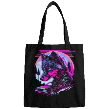 Discover Retro Synthwave Gangster Wolf Bags