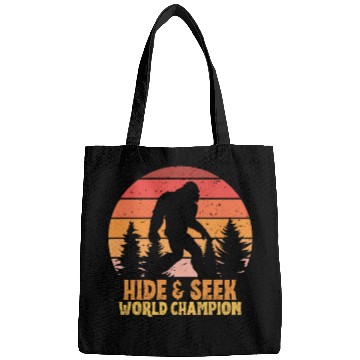 Discover bigfoot, hide & seek world champion retro Bags