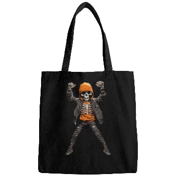Discover Skeleton in Orange is Dancing with Hands Up Bags