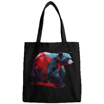 Discover Wild Brown Bear Geometric Red Bags