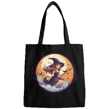 Discover cartoon halloween witch Bags