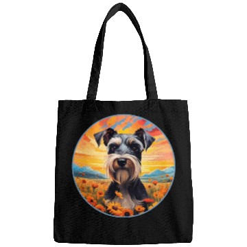 Discover Miniature Schnauzer Mountain Flower Cute Colorful Bags