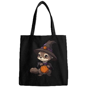 Discover Cute Halloween otter with a witch hat. Bags