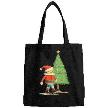 Discover Santa near Christmas tree Bags