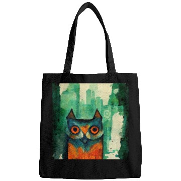 Discover Mod Owl: Watercolor CIty Owl Bags