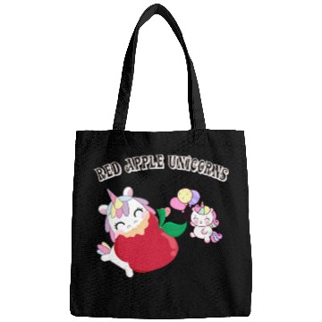 Discover Funny Unicorn Hungry Eat a Red Apple Day Bags