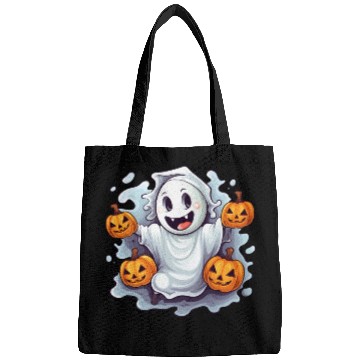 Discover Funny Halloween Ghost With Pumpkin Lanterns Bags