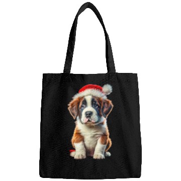 Discover Saint Bernard puppy waiting for Christmas Bags