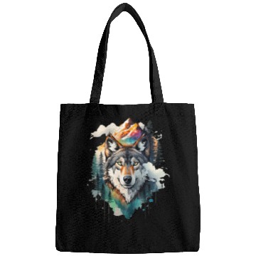 Discover Majestic Mountain Wolf Nature Inspired Artwork Bags