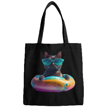 Discover Black Cat Wearing Sunglasses in Float Bags