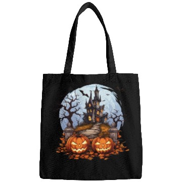 Discover Spooky Haunted House Halloween Pumpkin Bat Bags