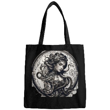 Discover T Tattoo black lines an octopus wrapped Bags