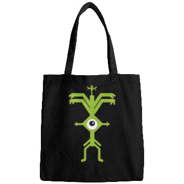Discover Psychedelic Man Logo green Bags
