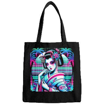 Discover Japan Geisha Retrowave Synthwave Cyberpunk Bags