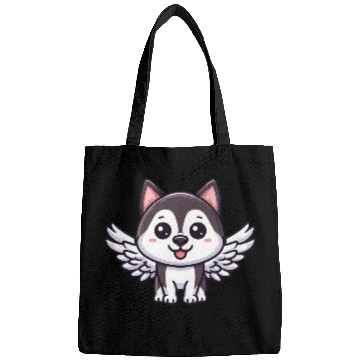 Discover Angel Husky, Winged Comic, Heavenly Dog Bags