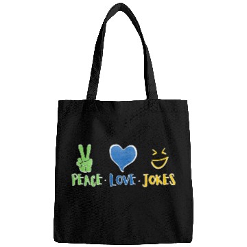 Discover peace love jokes Bags
