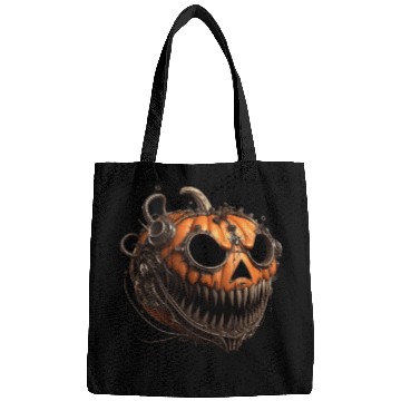 Discover creepy steampunk pumpkin with sharp teeth Bags
