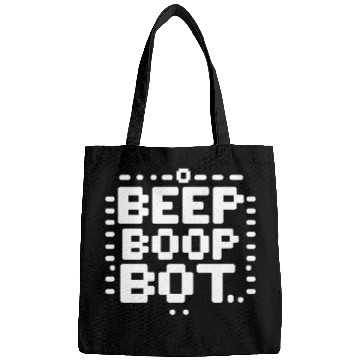 Discover Beep Boop Bot - Retro 8-bit Robot Typography Bags