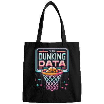 Discover Slam Dunking Data - Retro 8-bit Basketball Hoop Bags