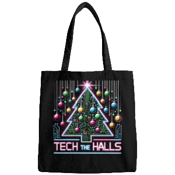 Discover Tech the Halls - Christmas Tree in 8-bit Neon Bags