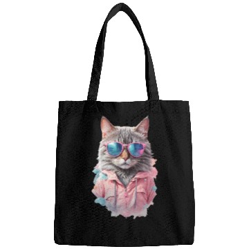Discover Modern Chic Cat In Pink Pastel Color Bags