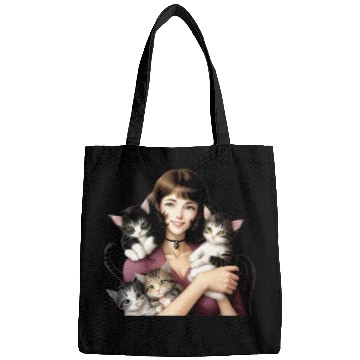 Discover Pretty Cat Lady with Cute Kittens Bags