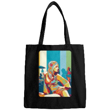 Discover Hippie girl pose on holidays Bags