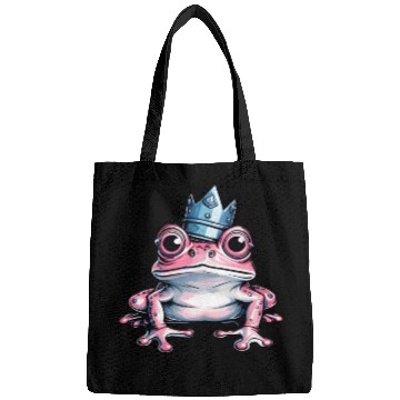 Discover Cute pink frog with crown Bags