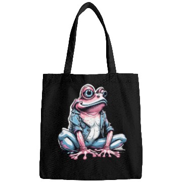 Discover Cute pink frog with denim Bags