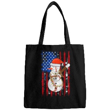 Discover Christmas Snowman Playing Baseball Us Flag Xmas Bags
