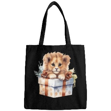 Discover African Lion inside a Christmas gift box Bags