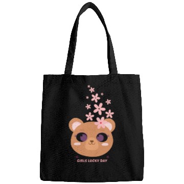 Discover Teddy bear face with flower Bags