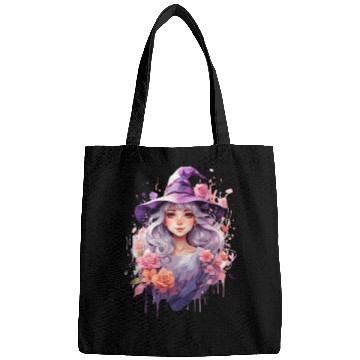 Discover A cute multicolored witch print, fantasy girl. Bags