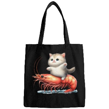 Discover Cat rides on shrimp Bags