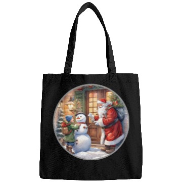 Discover Santa Claus and a snowman distributes gifts. Bags