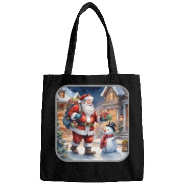 Discover Santa Claus and a snowman distributes gifts. Bags
