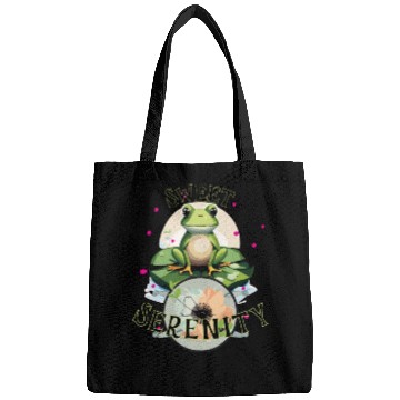 Discover Sweet Serenity - Frog on A Lilypad Bags