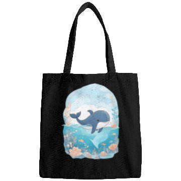 Discover cute whale in cartoon fantasy Bags