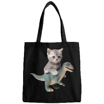 Discover Cute kitten rides on T-rex Bags