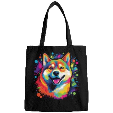 Discover Watercolor Colorful Shiba Inu Bags