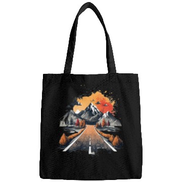 Discover Mountains And Skeletons Double Exposure Watercolor Bags