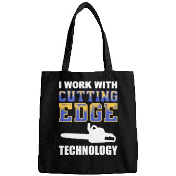 Discover Forest Arboriculturist Lumberjack Chainsaw Logo Bags