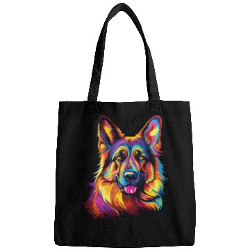 Discover Watercolor Colorful German Shepherd Bags