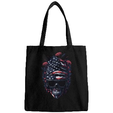 Discover Theblack skull patriotic USA Bags