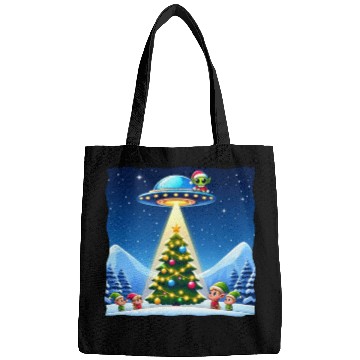 Discover Christmas Alien UFO Elf Abduction Bags