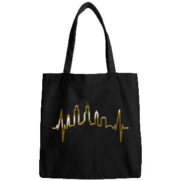 Discover Chicago Skyline Heartbeat USA Heart I Love Chicago Bags