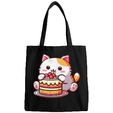 Discover Cherry Cake Delight: Sweet Comic Cat Indulges Bags