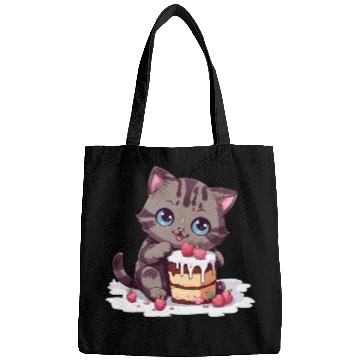 Discover Cherry Cake Delight: Sweet Comic Cat Indulges Bags