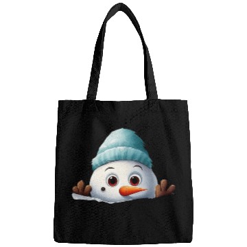 Discover Snowman Christmas watercolor Santa hat Bags