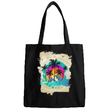 Discover Dolphin Palm Tree Sunset Bags